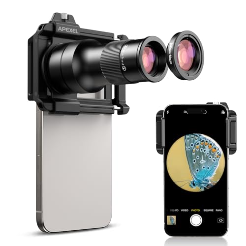 APEXEL 2-in-1 HD 6X-Teleobjektiv mit Festem...